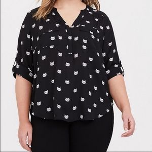 😻 Torrid Harper Georgette Cat Blouse 3x